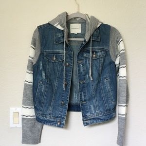 Thread & Supply Hooded Sweater Denim Jacket - S